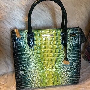 Brahmin Caroline large croc embossed leather satchel